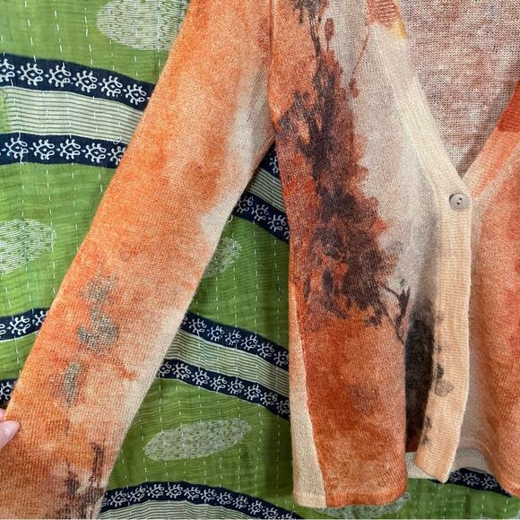 Coldwater Creek Painted Autumn Wool Blend Cardigan Size Small - Picture 4 of 13